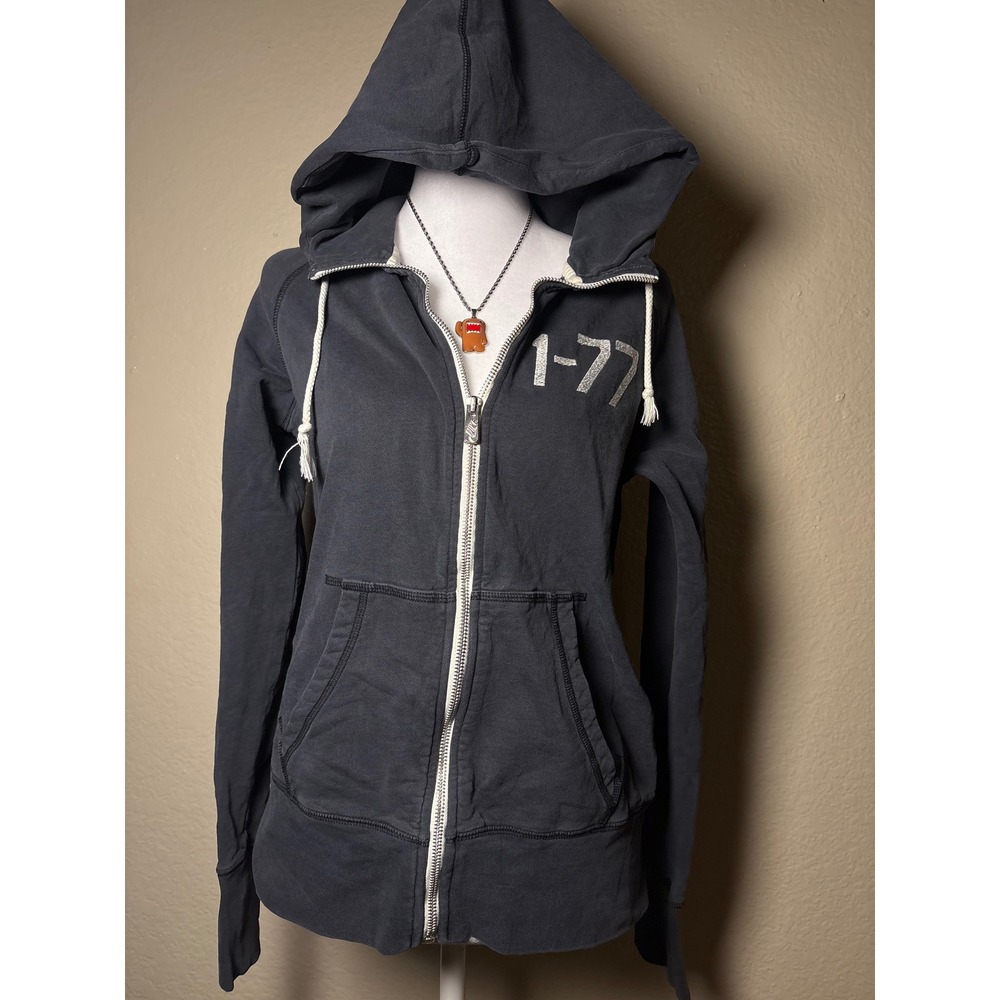 Y2K Nike Sportswear Full Zip Hoodie Black Determined to Dominate Large